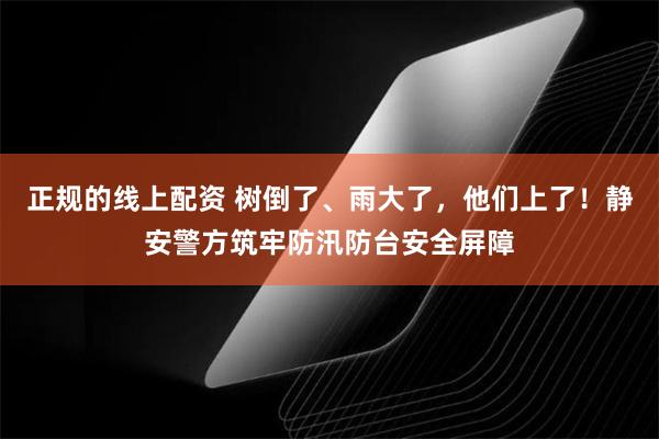 正规的线上配资 树倒了、雨大了，他们上了！静安警方筑牢防汛防台安全屏障