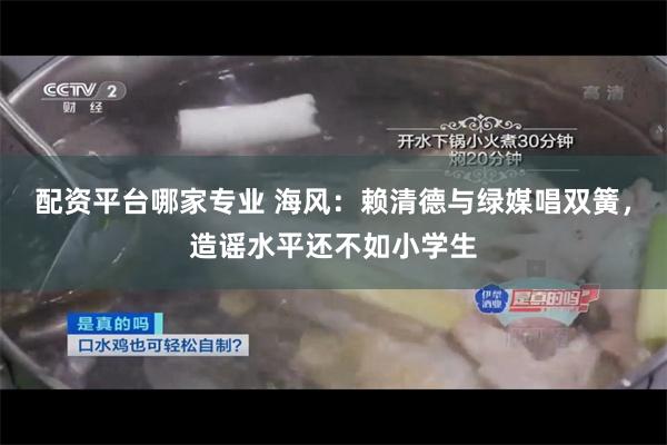 配资平台哪家专业 海风：赖清德与绿媒唱双簧，造谣水平还不如小学生