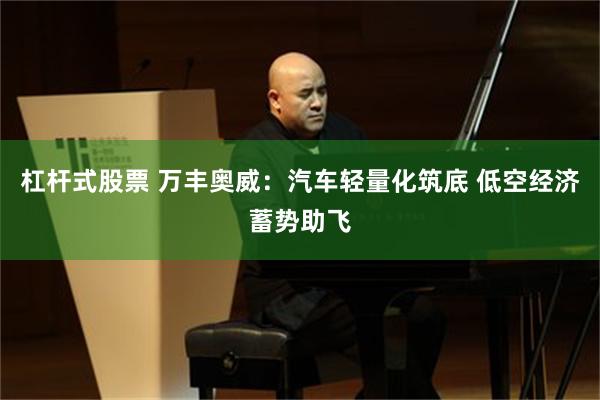 杠杆式股票 万丰奥威:汽车轻量化筑底 低空经济蓄势助飞