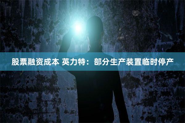 股票融资成本 英力特：部分生产装置临时停产